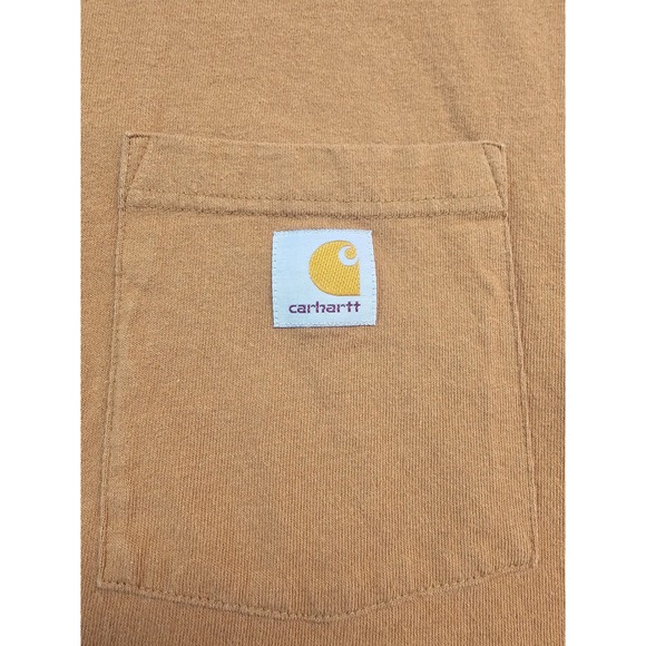 Carhartt Men's Original Fit Long Sleeve Pocket T Shirt Tan Size Large K87 BRN - Picture 2 of 7